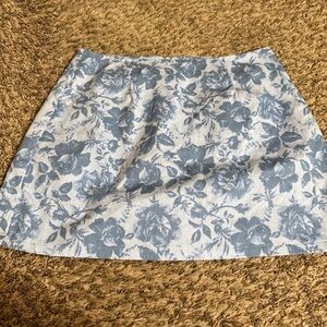 Pink Lily Blue and White Floral Mini Skirt
